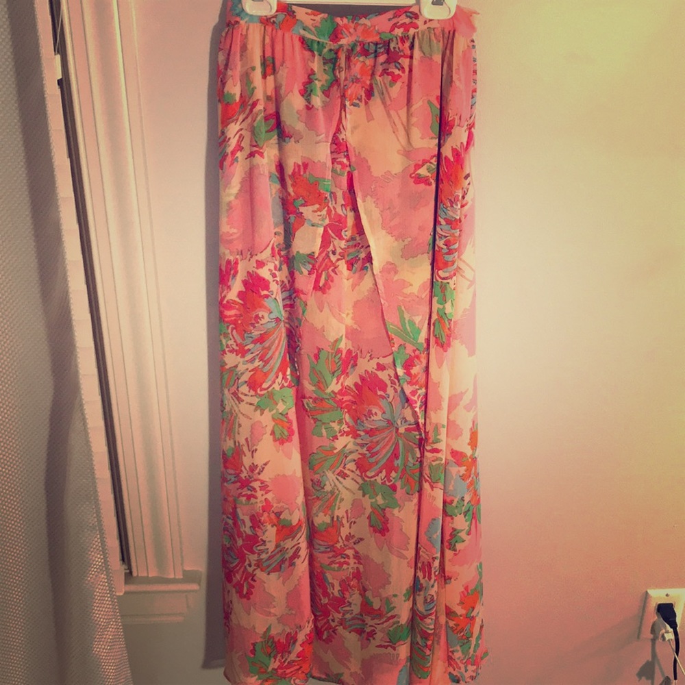 Gianni Bini multicolor maxi skirt high low womens